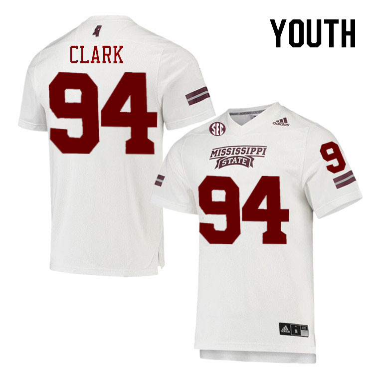 Youth #94 Corey Clark Mississippi State Bulldogs College Football Jerseys Stitched-White